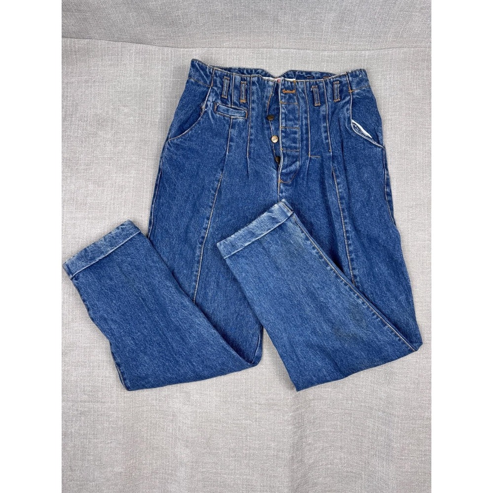 Vintage State Of The Art Jeans Juniors 11/12 Blue High Rise Pleated Tapered